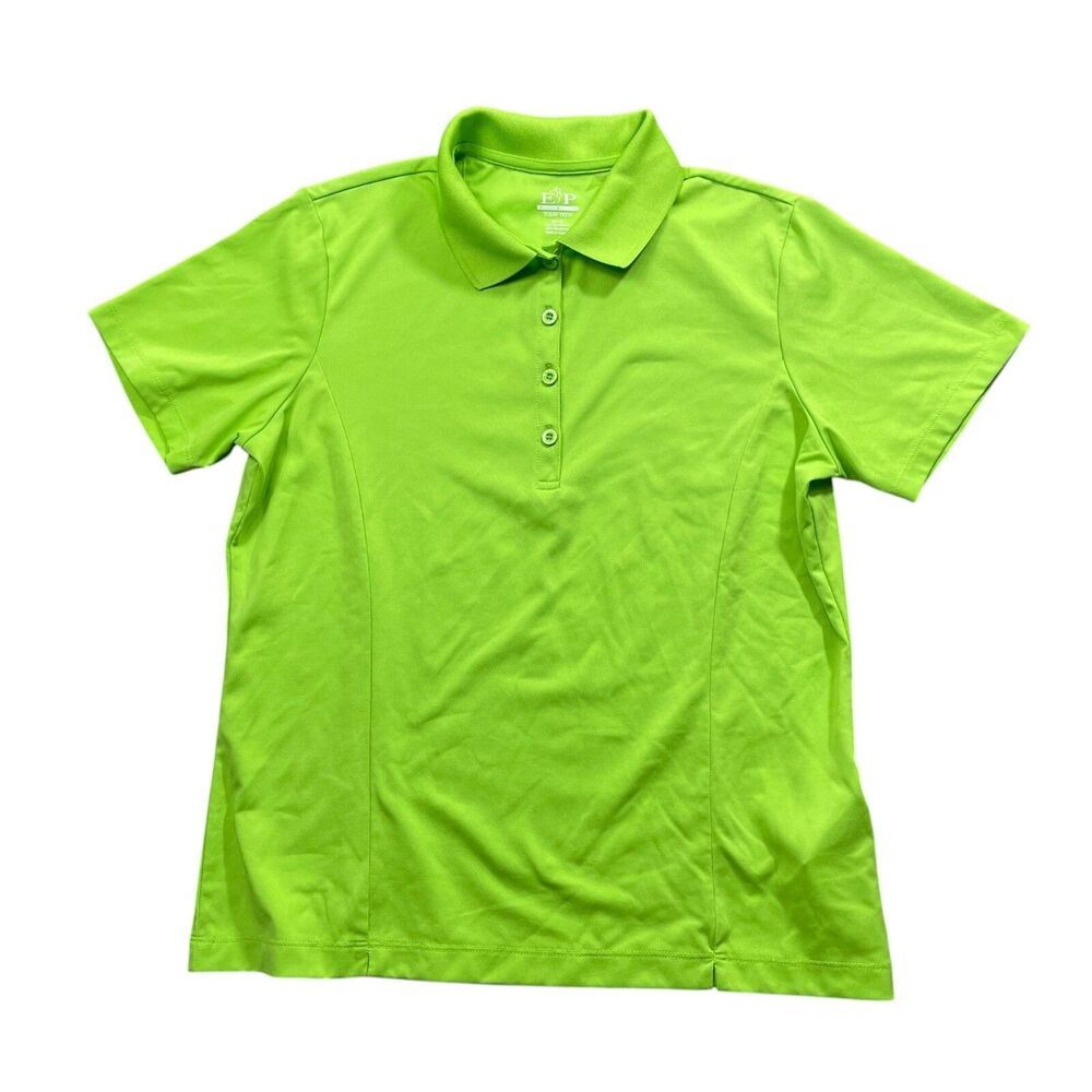 EP Pro Tour Tech Medium Lime Green‎ Polo Short Sleeve 100% Polyester